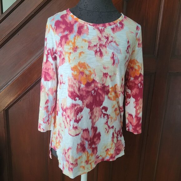 Chicos Womens Abstract Floral Print Top Size S - Picture 1 of 6